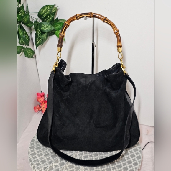 GUCCI BAMBOO LEATHER SUEDE CROSSBODY/SHOULDER BAG EUC - Picture 2 of 16